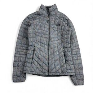 The North Face Thermoball Puffer Jacket Womens XS Gray Rainbow Quilted Full Zip